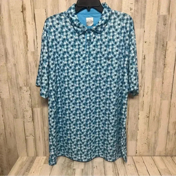 Callaway Opti Dri Mens Polo Shirt Blue XL Floral Flamingo All Over Print - Picture 3 of 6